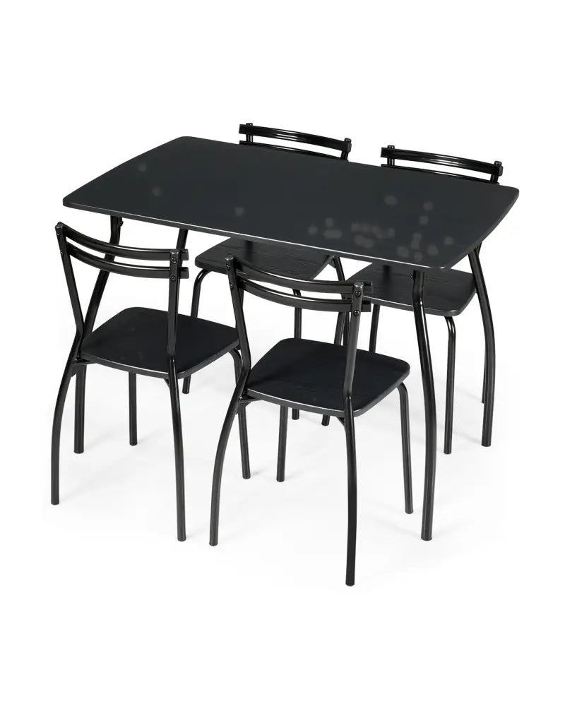 5 Pieces Dining Table Set with 4 Chairs - Black - Dining Room Sets