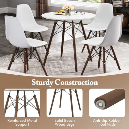 5 Pieces Dining Table Set With Solid Wood Leg-Beige Costway