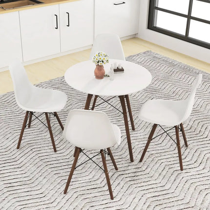 5 Pieces Dining Table Set With Solid Wood Leg-Beige Costway