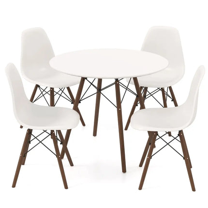 5 Pieces Dining Table Set With Solid Wood Leg-Beige Costway