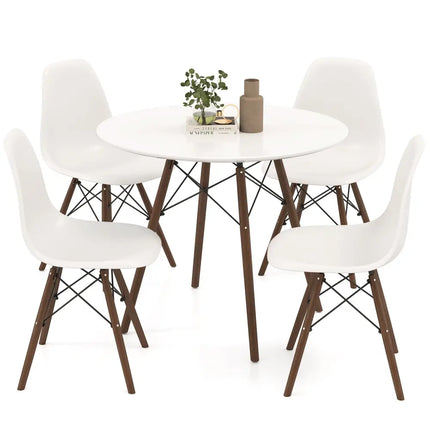5 Pieces Dining Table Set With Solid Wood Leg-Beige Costway