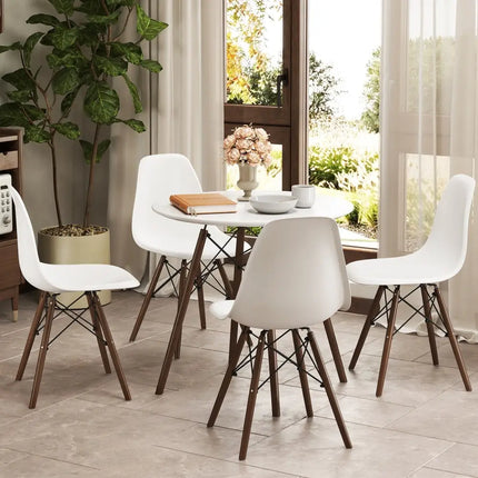 5 Pieces Dining Table Set With Solid Wood Leg-Beige Costway