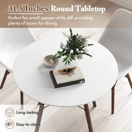 5 Pieces Dining Table Set With Solid Wood Leg-Beige Costway