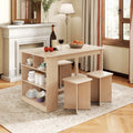 5 Pieces Dining Table Set with Storage Shelf and 4 Stools-Natural Costway