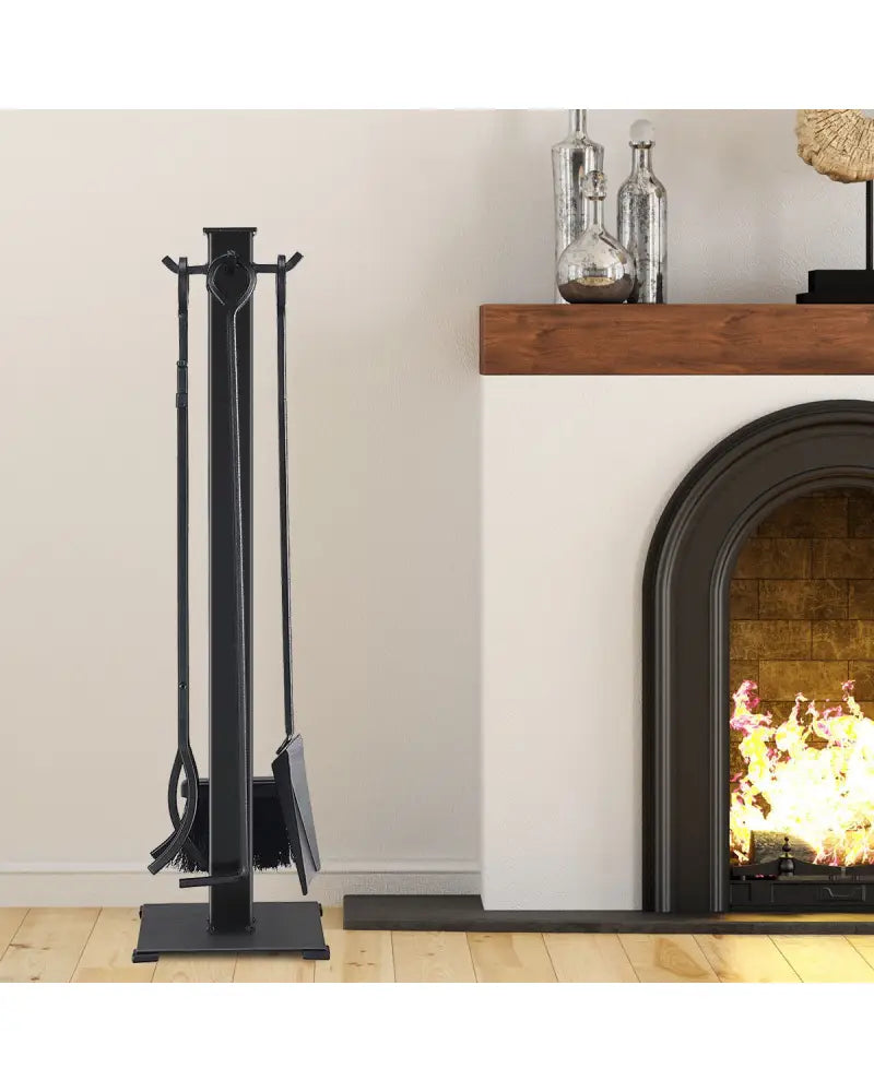 5 Pieces Fireplace Iron Fire Place Tool Set - Black - Fireplace Tools