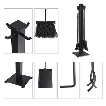 5 Pieces Fireplace Iron Fire Place Tool Set - Black - Fireplace Tools
