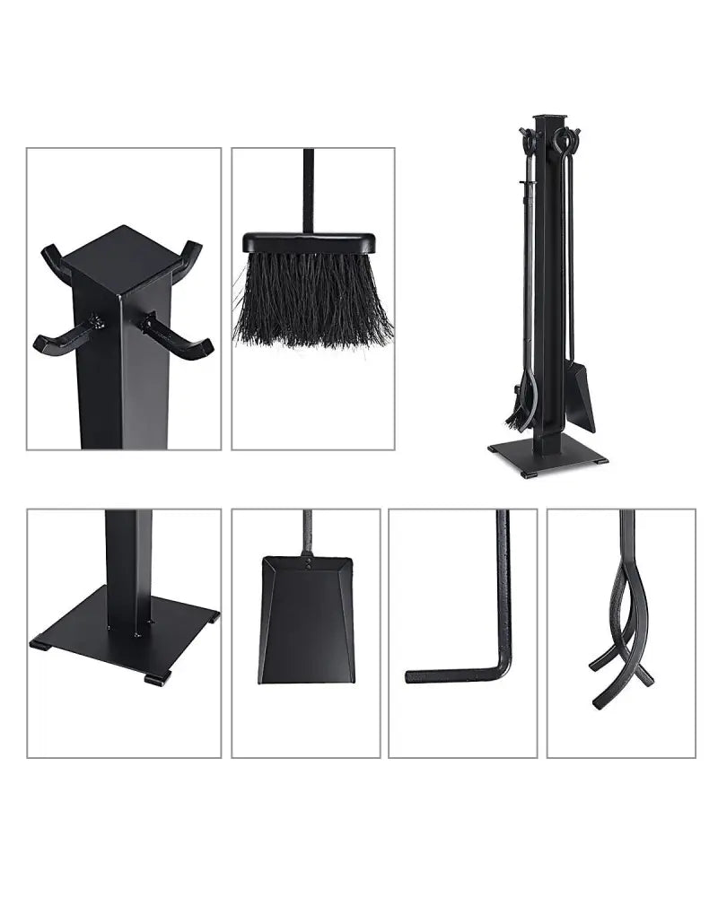 5 Pieces Fireplace Iron Fire Place Tool Set - Black - Fireplace Tools