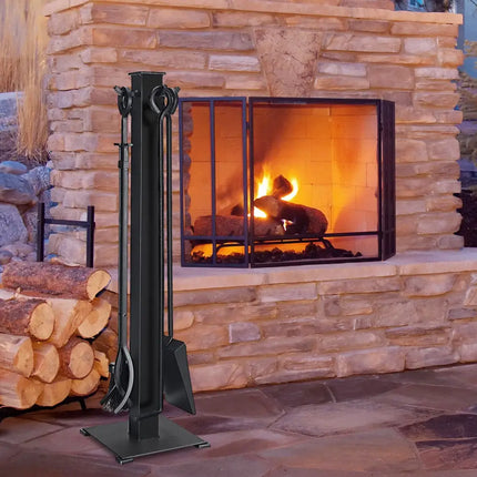 5 Pieces Fireplace Iron Fire Place Tool Set - Black - Fireplace Tools