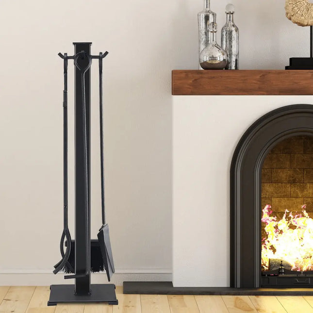 5 Pieces Fireplace Iron Fire Place Tool Set - Black - Fireplace Tools