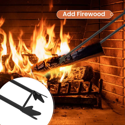 5 Pieces Fireplace Tool Set Fireplace Accessories with Poker-Black - Black - Fireplace Tools