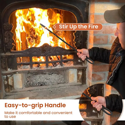 5 Pieces Fireplace Tool Set Fireplace Accessories with Poker-Black - Black - Fireplace Tools