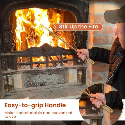 5 Pieces Fireplace Tool Set Fireplace Accessories with Poker-Copper - Copper - Fireplace Tools