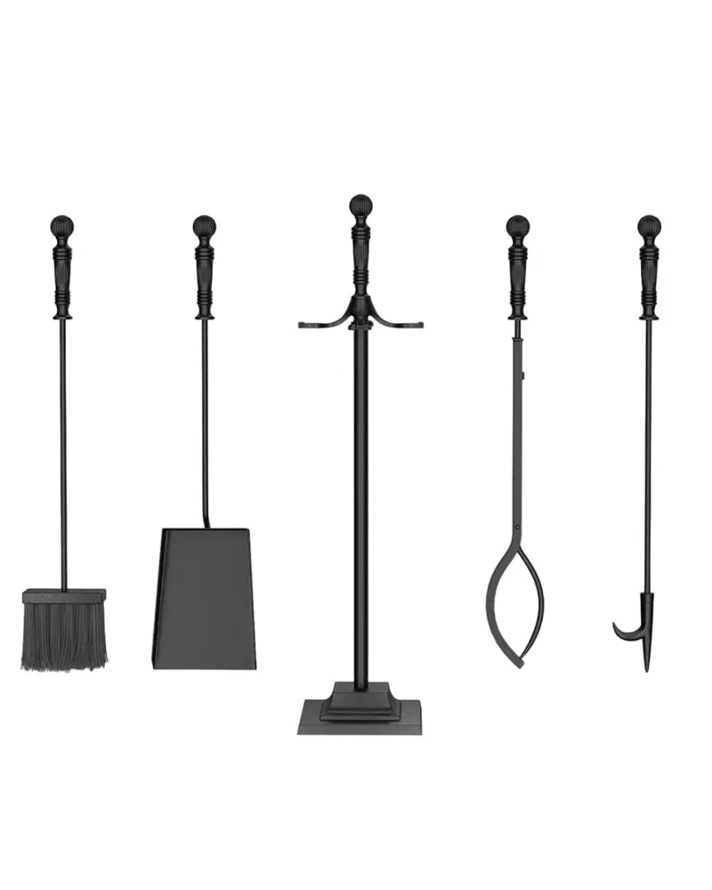 5-Pieces Fireplace Tool Set Indoor Outdoor Fire Place Set Tools with Aluminum Handles - Fireplace Tools