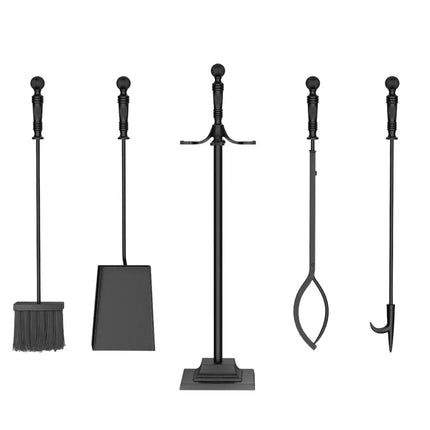5-Pieces Fireplace Tool Set Indoor Outdoor Fire Place Set Tools with Aluminum Handles - Fireplace Tools