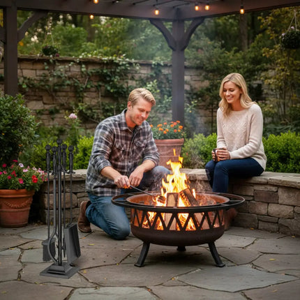 5-Pieces Fireplace Tool Set Indoor Outdoor Fire Place Set Tools with Aluminum Handles - Fireplace Tools