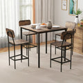5 Pieces Industrial Dining Table Set with Counter Height Table and 4 Bar Stools-Coffee Costway