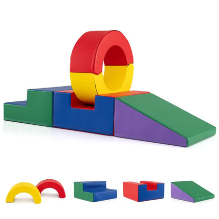 5 Pieces Kids Climbing Toys with PU Leather Cover-Multicolor - Multicolor - Climbers & Slides