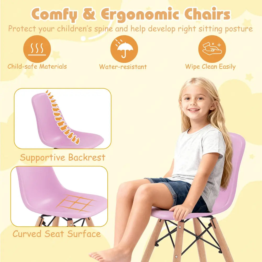 5 Pieces Kid’s Colorful Set with 4 Armless Chairs - Multicolor - Kids Table & Chair Sets