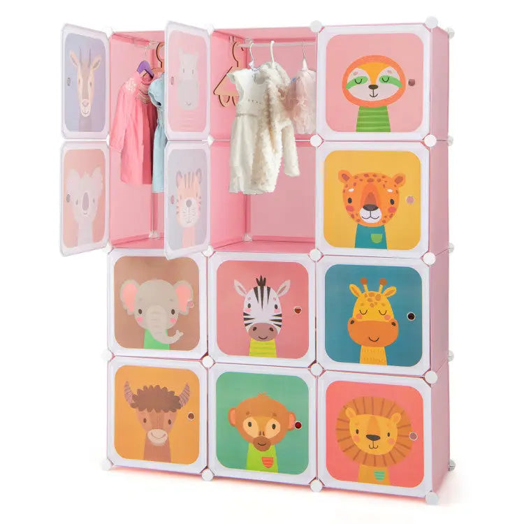 5 Pieces Kids’ Room Bundle: Twin Bed Frame Wardrobe Closet Vanity Table and Stool Set - Toddler & Kids Furniture