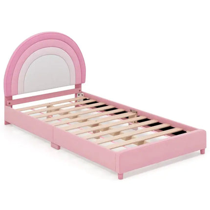 5 Pieces Kids’ Room Bundle: Twin Bed Frame Wardrobe Closet Vanity Table and Stool Set - Toddler & Kids Furniture