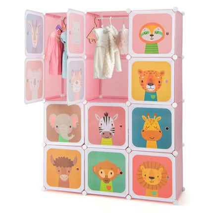 5 Pieces Kids’ Room Bundle: Twin Bed Frame Wardrobe Closet Vanity Table and Stool Set - Toddler & Kids Furniture