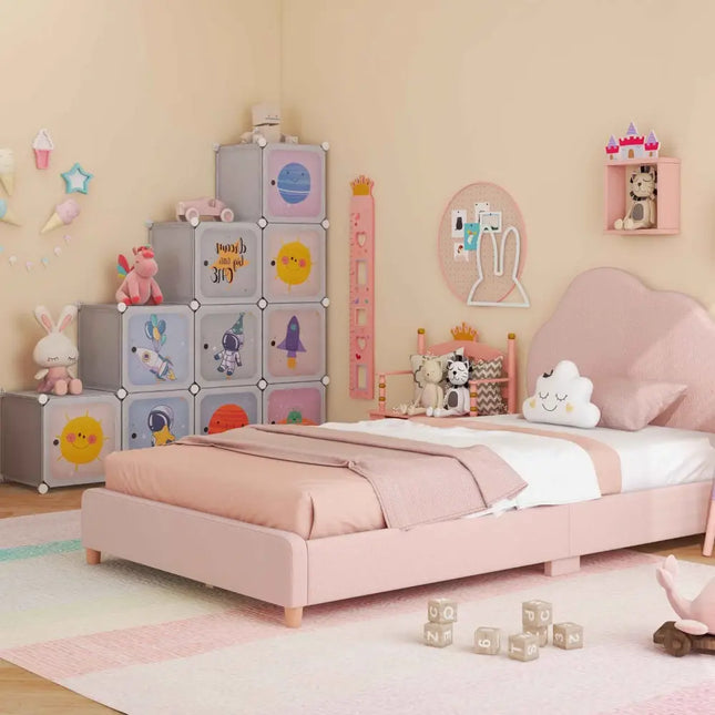 5 Pieces Kids’ Room Bundle: Twin Bed Frame Wardrobe Closet Vanity Table and Stool Set - Toddler & Kids Furniture