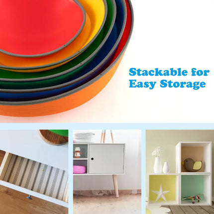 5 Pieces Kids Stepping Stones Stackable Round Indoor Outdoor-Multicolor - Multicolor - Outdoor Play