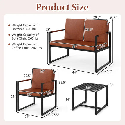 5 Pieces Living Room Set with 2 Accent Chairs and 2 Coffee Tables-Brown - Brown - Sofas & Loveseats