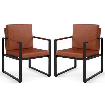 5 Pieces Living Room Set with 2 Accent Chairs and 2 Coffee Tables-Brown - Brown - Sofas & Loveseats