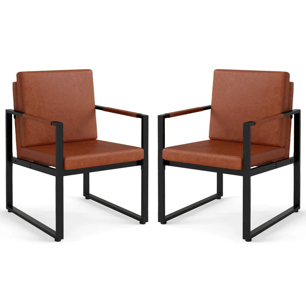 5 Pieces Living Room Set with 2 Accent Chairs and 2 Coffee Tables-Brown - Brown - Sofas & Loveseats