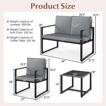 5 Pieces Living Room Set with 2 Accent Chairs and 2 Coffee Tables-Gray - Black & Gray - Sofas & Loveseats