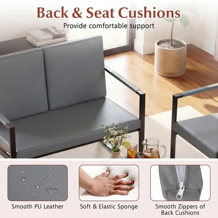 5 Pieces Living Room Set with 2 Accent Chairs and 2 Coffee Tables-Gray - Black & Gray - Sofas & Loveseats