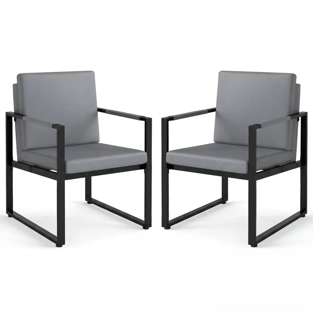 5 Pieces Living Room Set with 2 Accent Chairs and 2 Coffee Tables-Gray - Black & Gray - Sofas & Loveseats