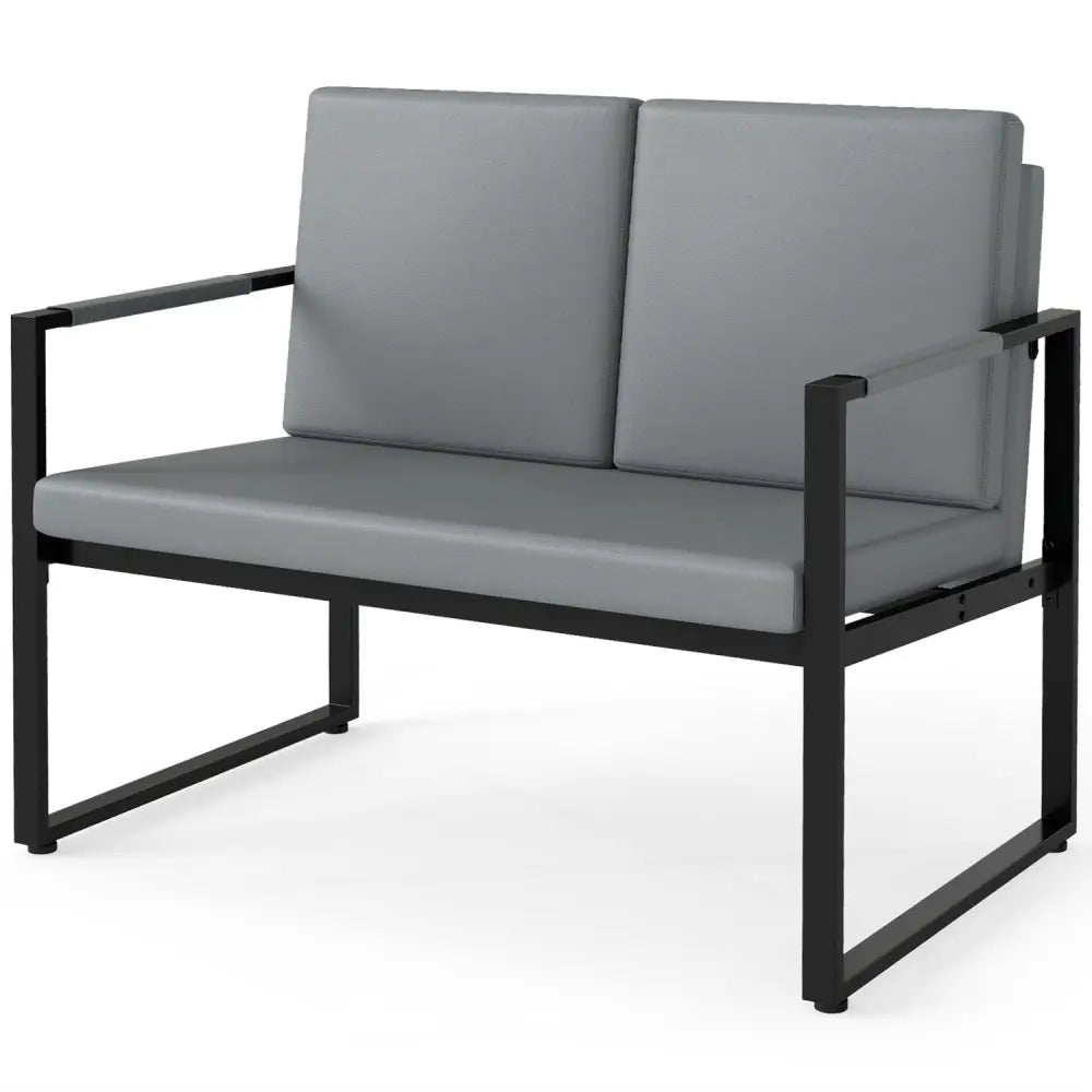 5 Pieces Living Room Set with 2 Accent Chairs and 2 Coffee Tables-Gray - Black & Gray - Sofas & Loveseats