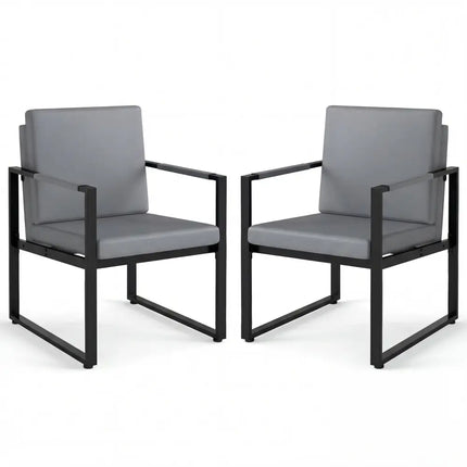 5 Pieces Living Room Set with 2 Accent Chairs and 2 Coffee Tables-Gray - Black & Gray - Sofas & Loveseats