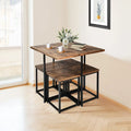 5 Pieces Metal Frame Dining Set with Compact Dining Table and 4 Stools -Walnut - Walnut - Dining Room Sets