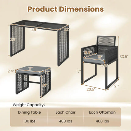 5 Pieces Outdoor Conversation Set with Removable Cushions for Backyard Porch-Gray - Gray - Patio Conversation Sets