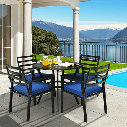 5 Pieces Outdoor Patio Dining Chair Table Set with Cushions - Patio Dining Sets
