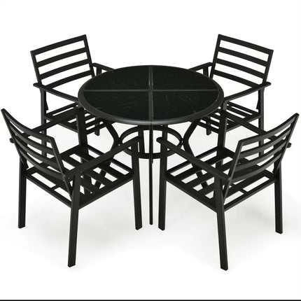 5 Pieces Outdoor Patio Dining Chair Table Set with Cushions - Patio Dining Sets