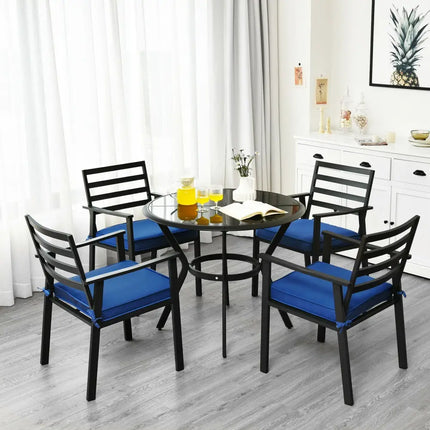 5 Pieces Outdoor Patio Dining Chair Table Set with Cushions - Patio Dining Sets