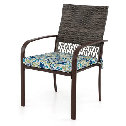 5 Pieces Patio Dining Set 4 Cushioned Rattan Armchairs and Square Table - Patio Dining Sets
