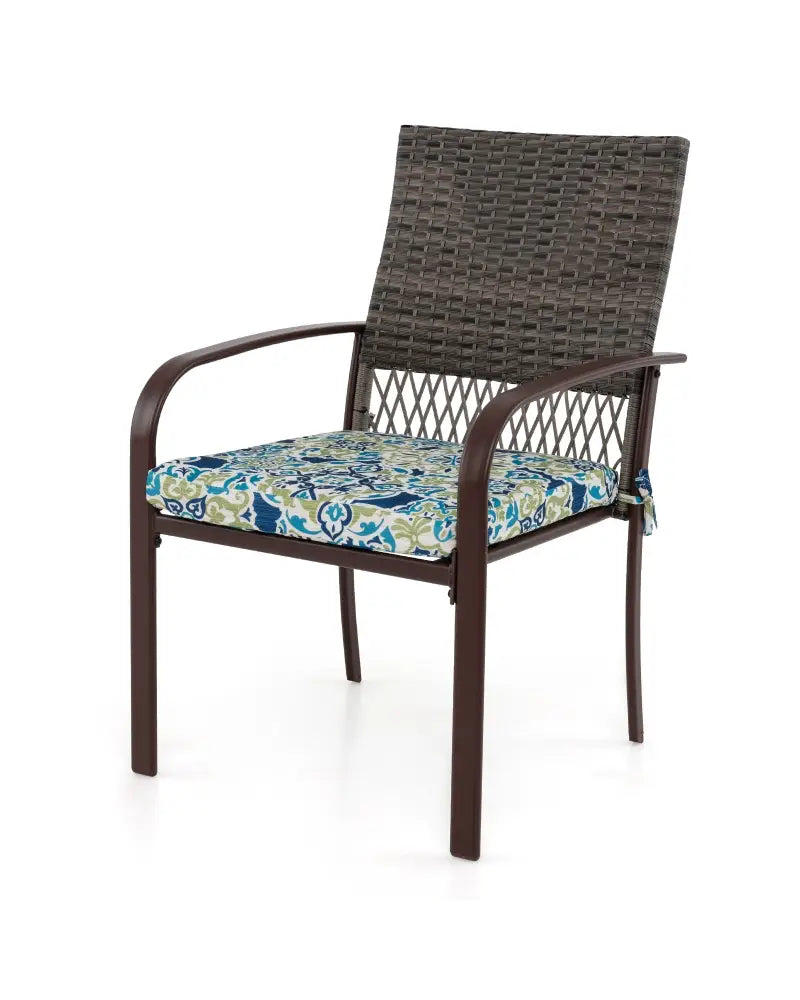 5 Pieces Patio Dining Set 4 Cushioned Rattan Armchairs and Square Table - Patio Dining Sets
