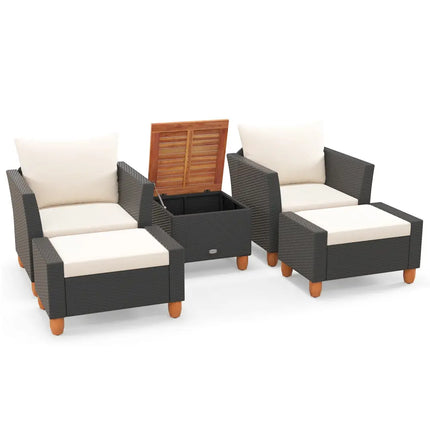 5 Pieces Patio Furniture Set with Loveseat and Armchairs for Porch-White - White - Patio Conversation Sets