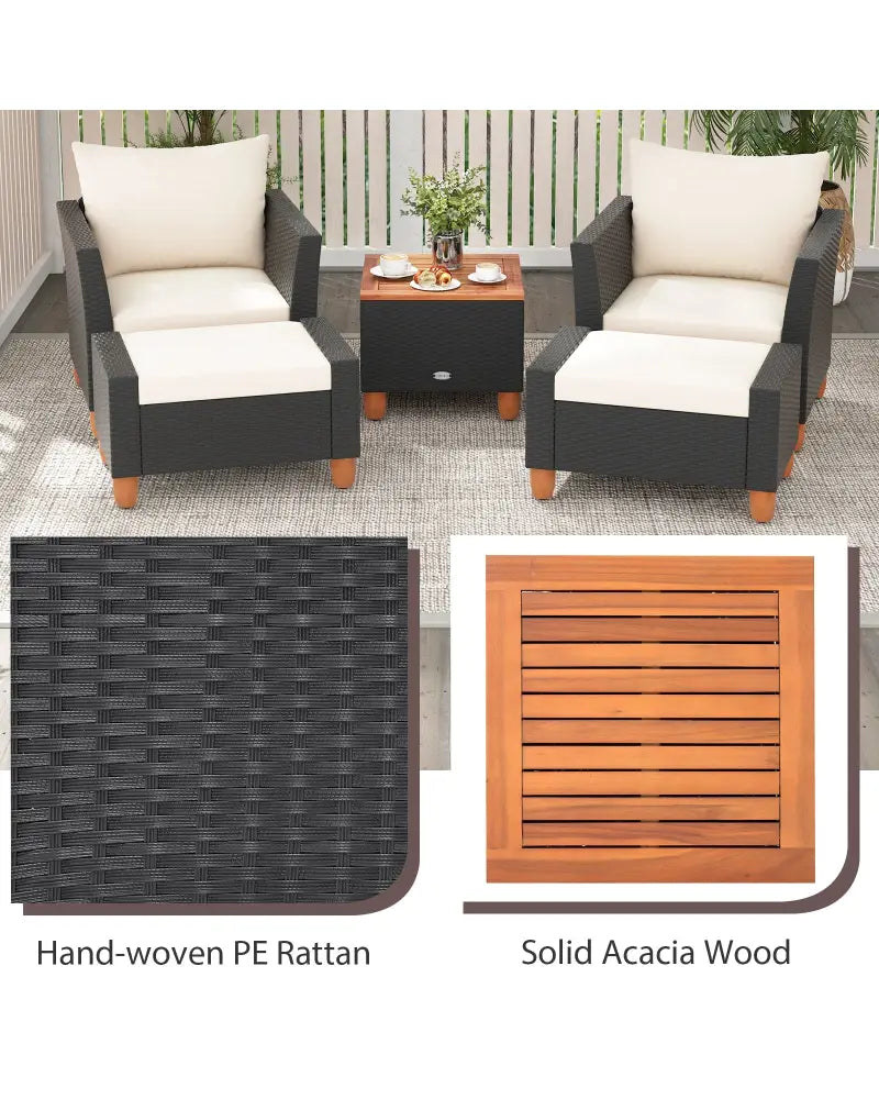 5 Pieces Patio Furniture Set with Loveseat and Armchairs for Porch-White - White - Patio Conversation Sets