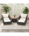 5 Pieces Patio Furniture Set with Loveseat and Armchairs for Porch-White - White - Patio Conversation Sets