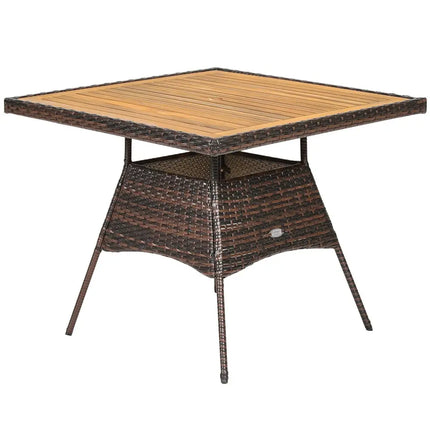 5 Pieces Patio Rattan Dining Furniture Set with Arm Chair and Wooden Table Top - Brown - Patio Dining Sets