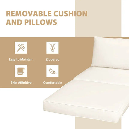 5 Pieces Patio Rattan Furniture Set with Cushioned Armless Sofa-White - White - Patio Conversation Sets