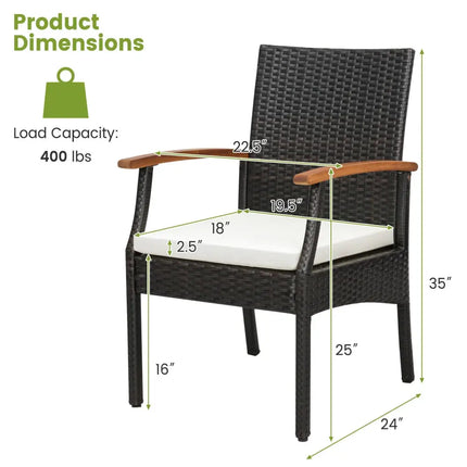 5 Pieces Patio Wicker Chair and Dining Table Set with 2 Inch Umbrella Hole - Multicolor - Patio Dining Sets