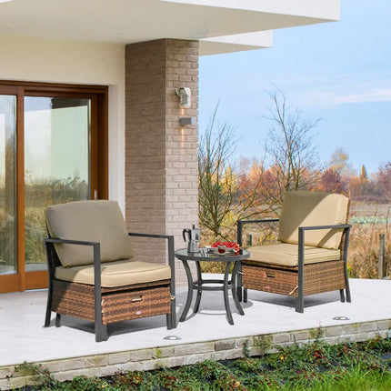 5 Pieces Patio Wicker Conversation Set with Soft Cushions for Garden Yard - Beige - Patio Conversation Sets