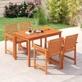 5 Pieces Patio Wood Dining Set Outdoor Rectangular Table and Chairs - Patio Dining Sets